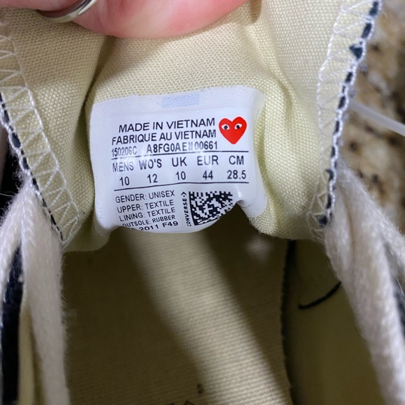 New Converse Comme Des Garçons Play Chucks Black Men’s 10 Women’s 12 - Picture 13 of 14